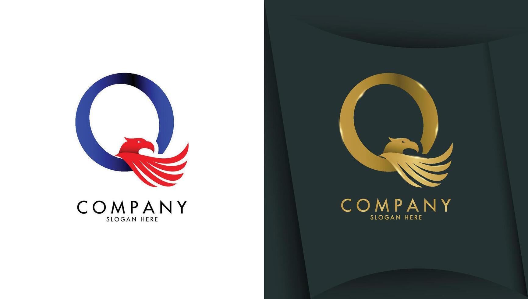 Letter q logo with eagle head in minimalist style vector