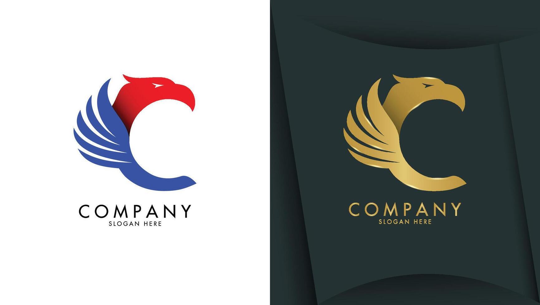 Letter c logo with an eagle head in minimalist style vector