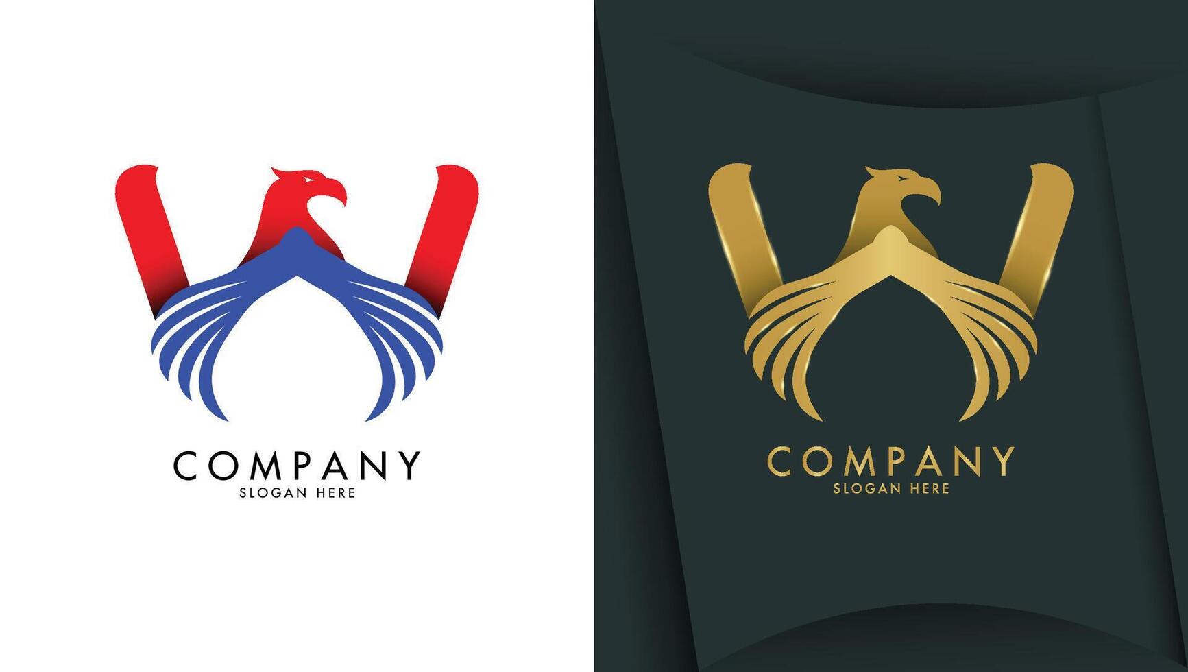 Letter w logo with eagle head in minimalist style vector