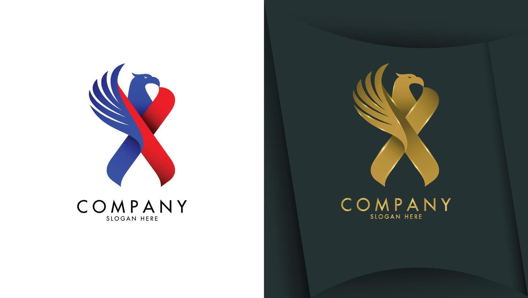Letter x logo with eagle head in minimalist style vector