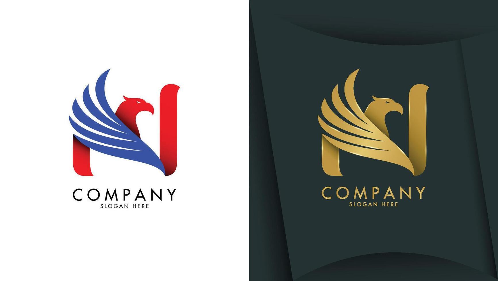 Letter n logo with eagle head in minimalist style vector
