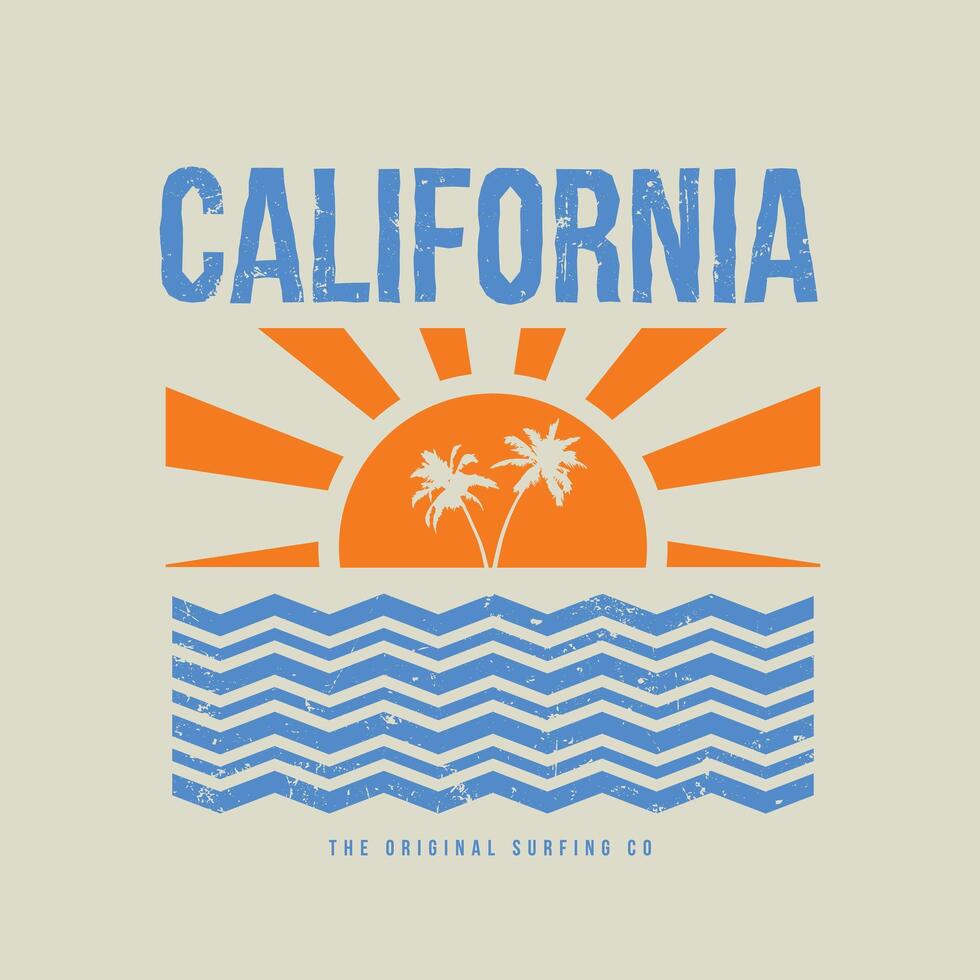 California beach Illustration typography for t shirt, poster, logo, sticker, or apparel merchandise vector