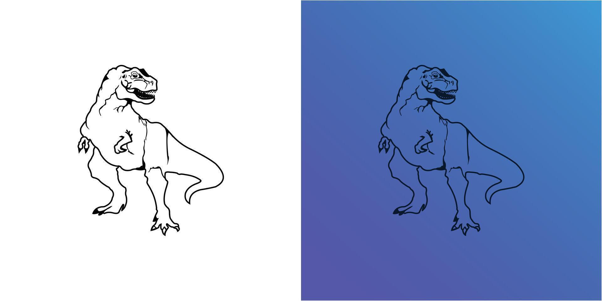 LINE ART T REX VECTOR ILLUSTRATION TEMPLATE