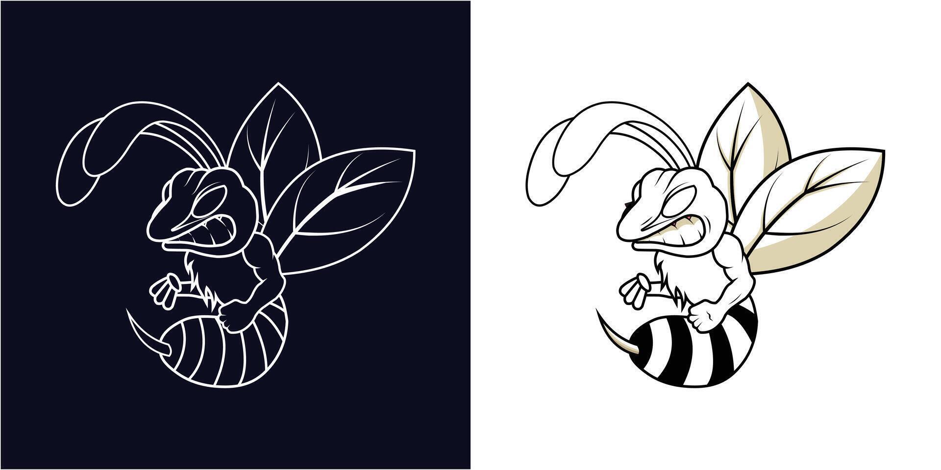 Angry Bee Vector Art Design Template