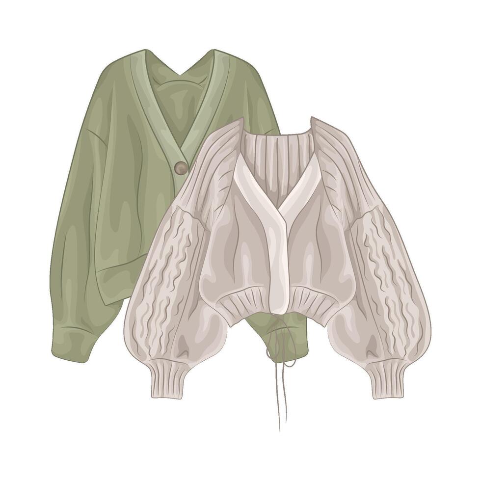 Illustration of  knitted cardigan vector