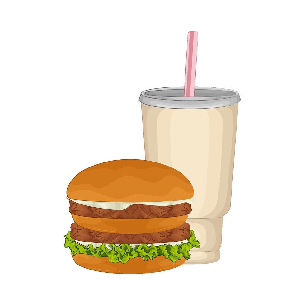 ilustración de hamburguesa y soda vector