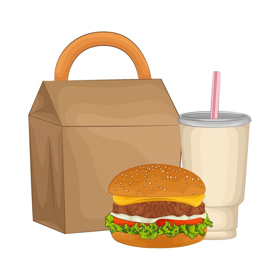 ilustración de hamburguesa y soda vector