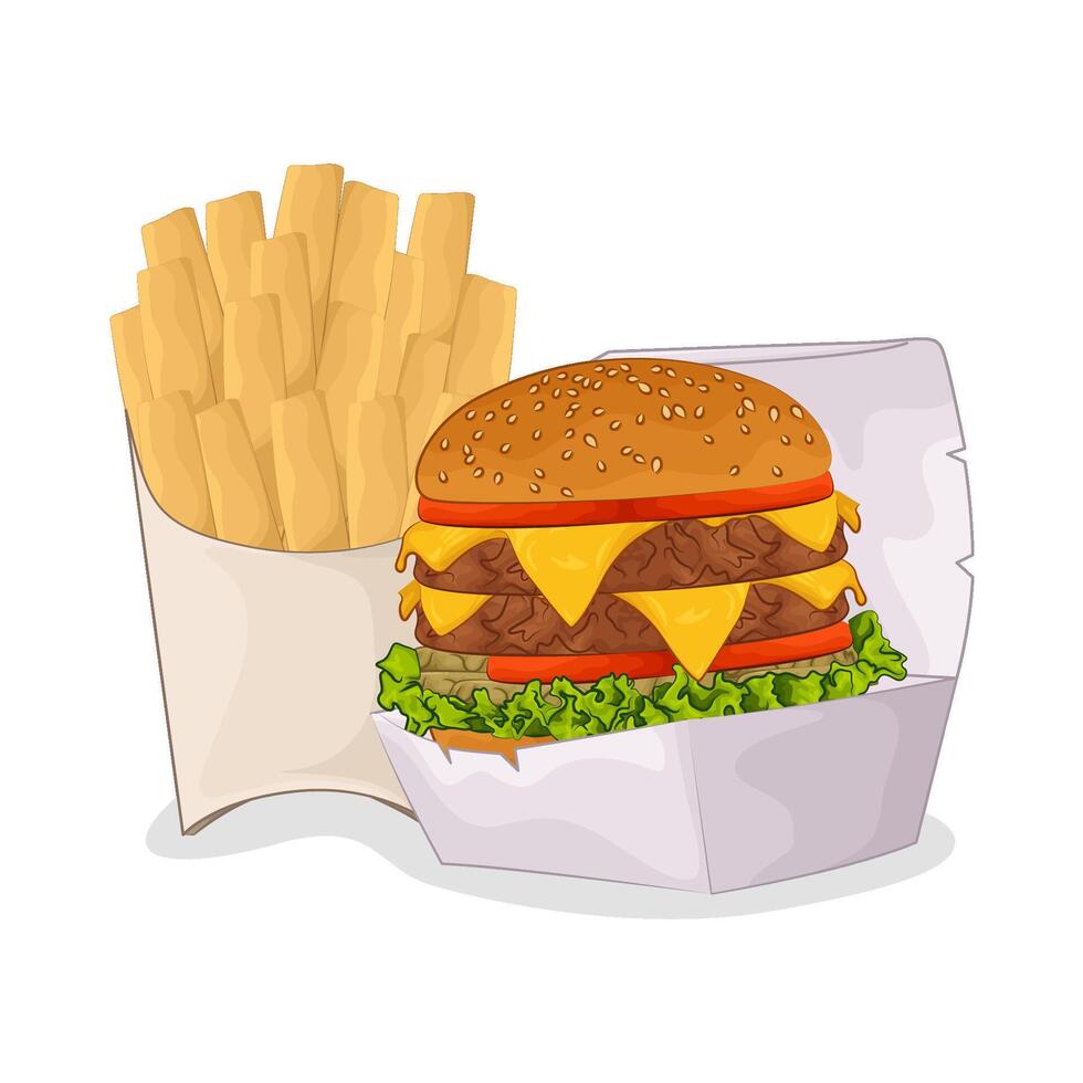 Illustration of burger and French fries vector