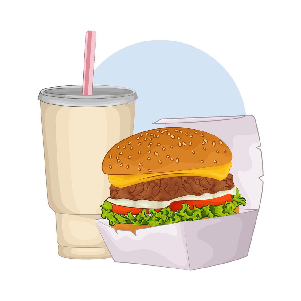 ilustración de hamburguesa y soda vector