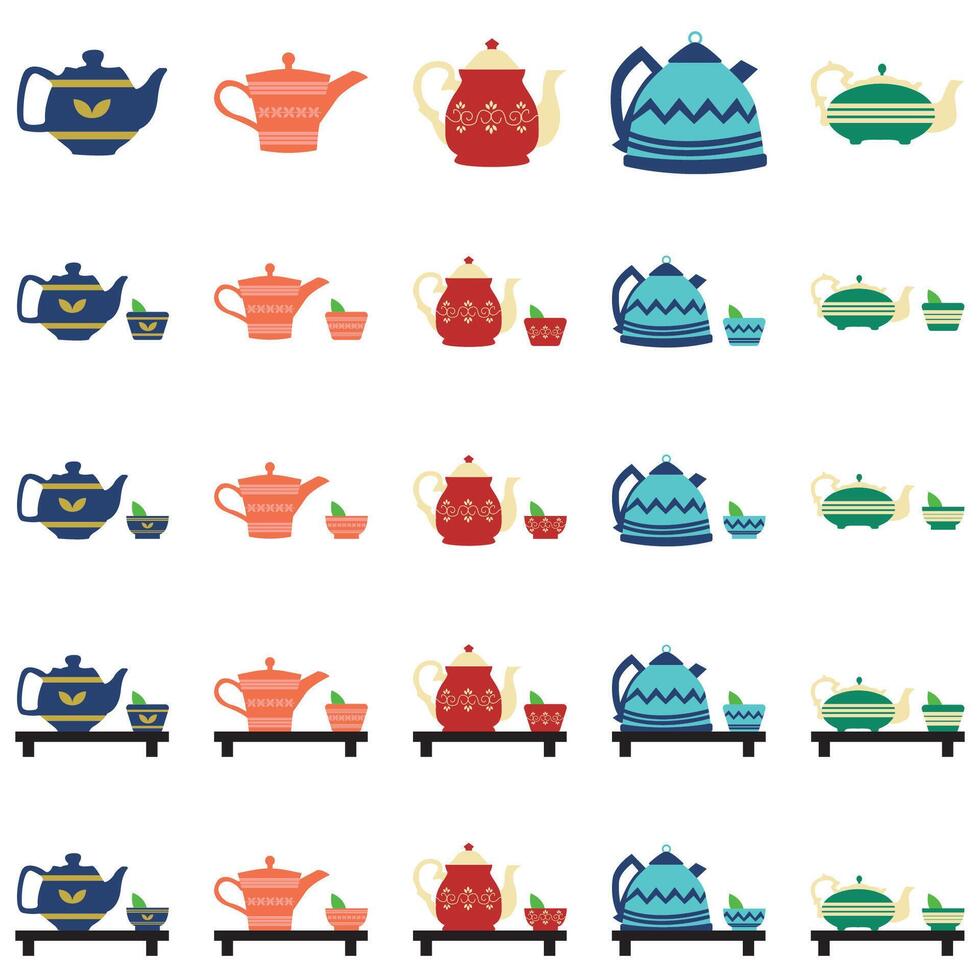 Illustration of teapot pack vector