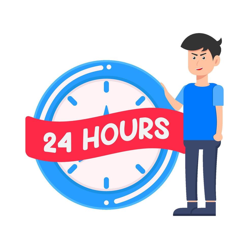 ilustración de personas con reloj vector