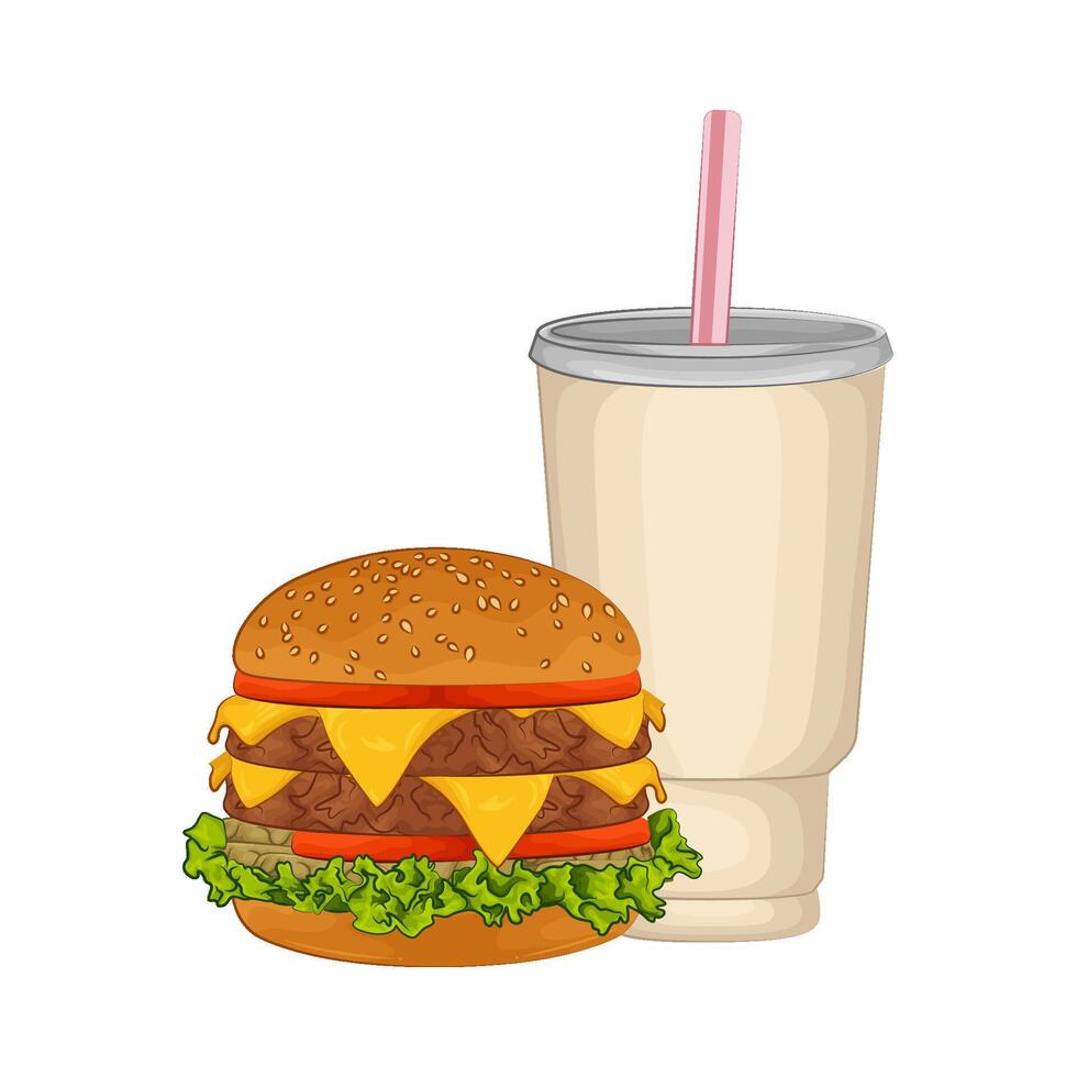 ilustración de hamburguesa y soda vector