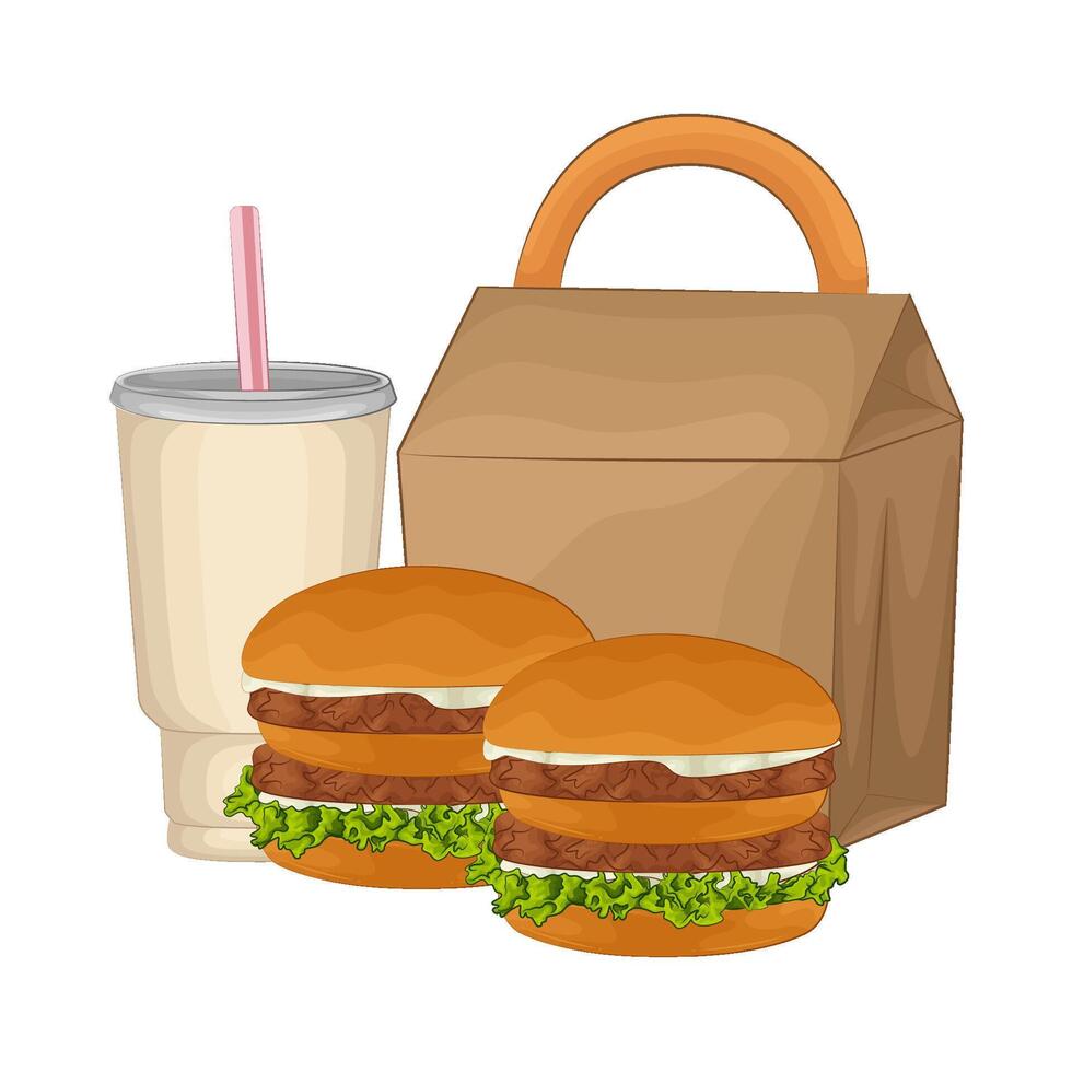 ilustración de hamburguesa y soda vector