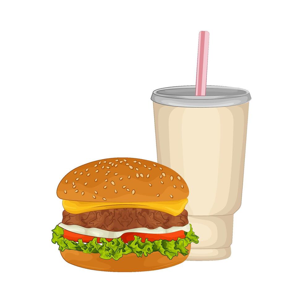 ilustración de hamburguesa y soda vector