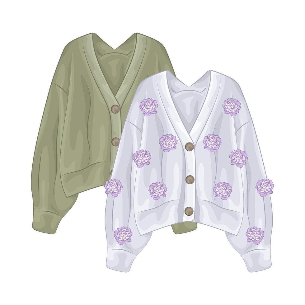 Illustration of  knitted cardigan vector