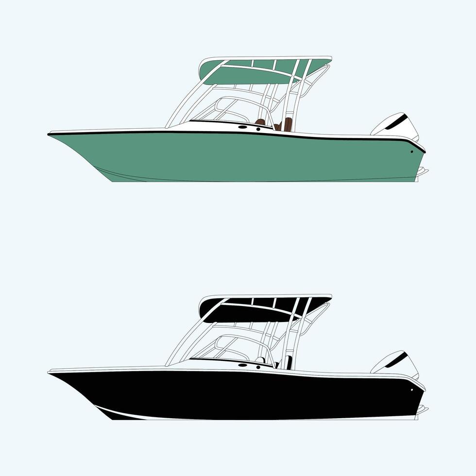 uno color vector barco y lujo estilo ilustración.