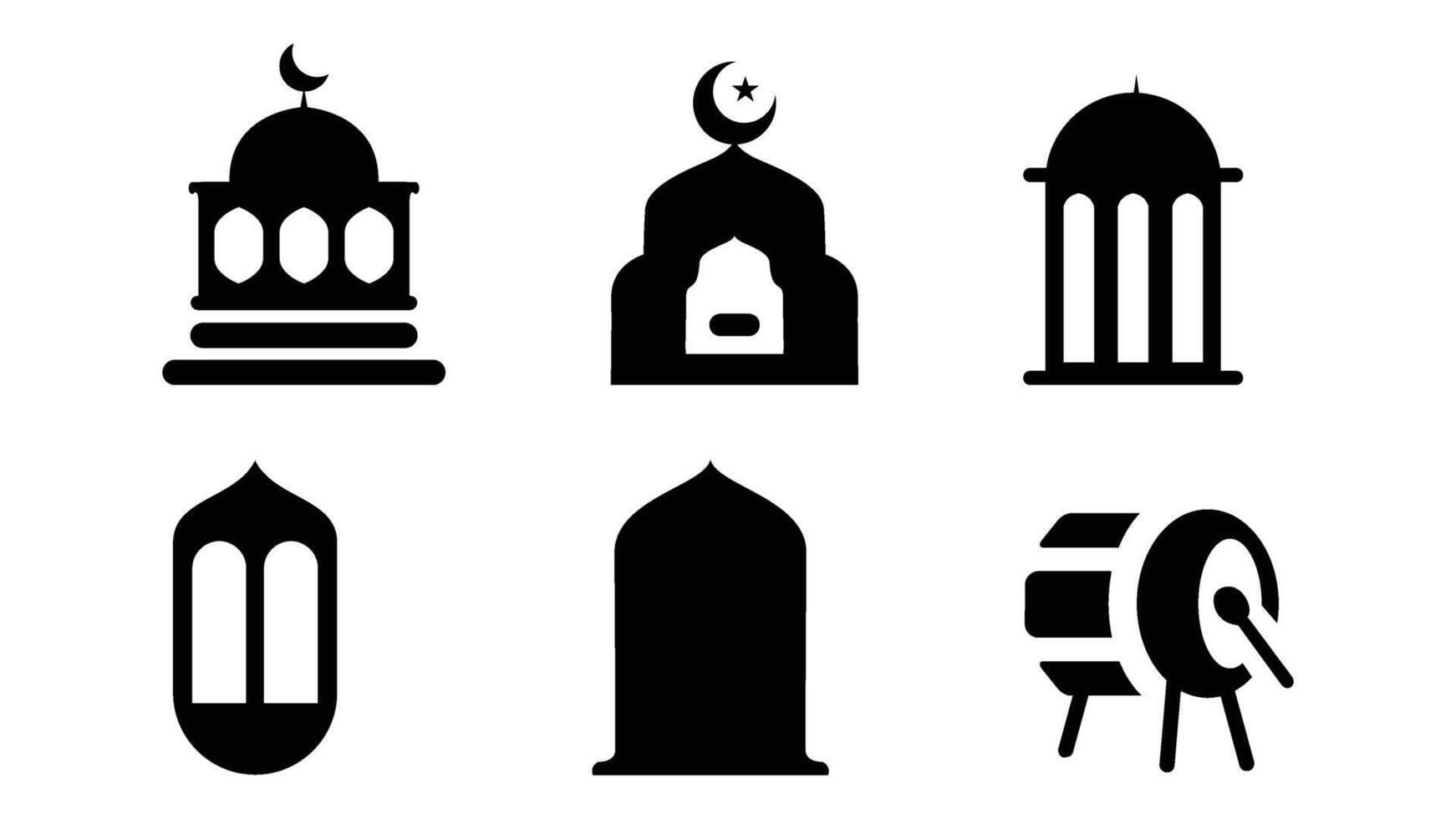 Islamic icons set. Arabic symbols isolated on white background vector