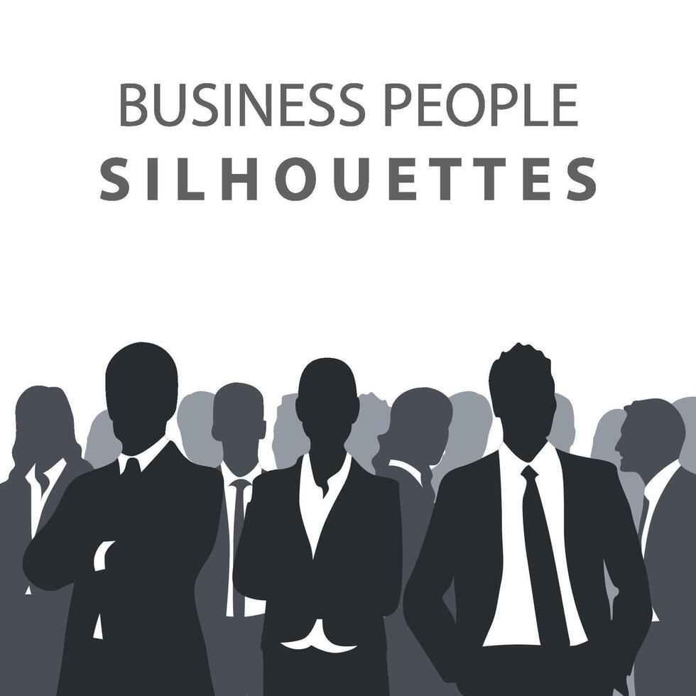 Silhouettes of people working group of standing business people vector