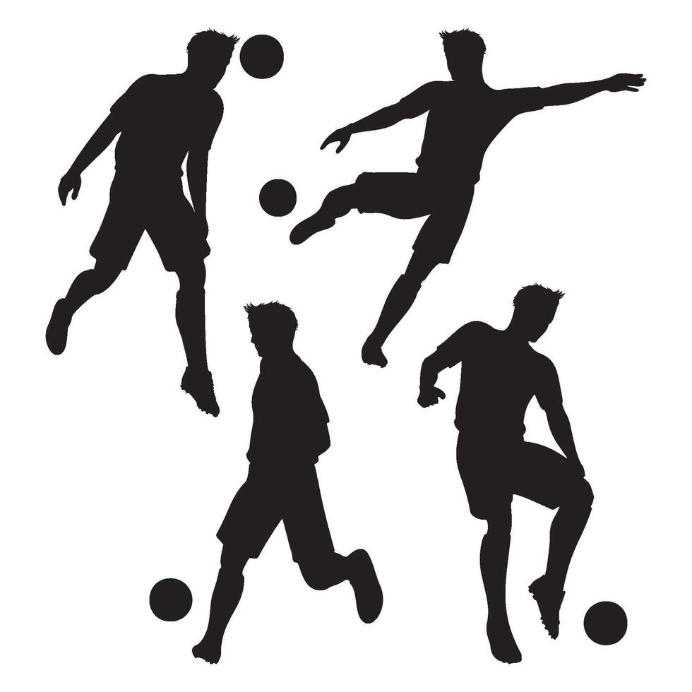 Silhouette Football Collection 2, Football icons flat design vector