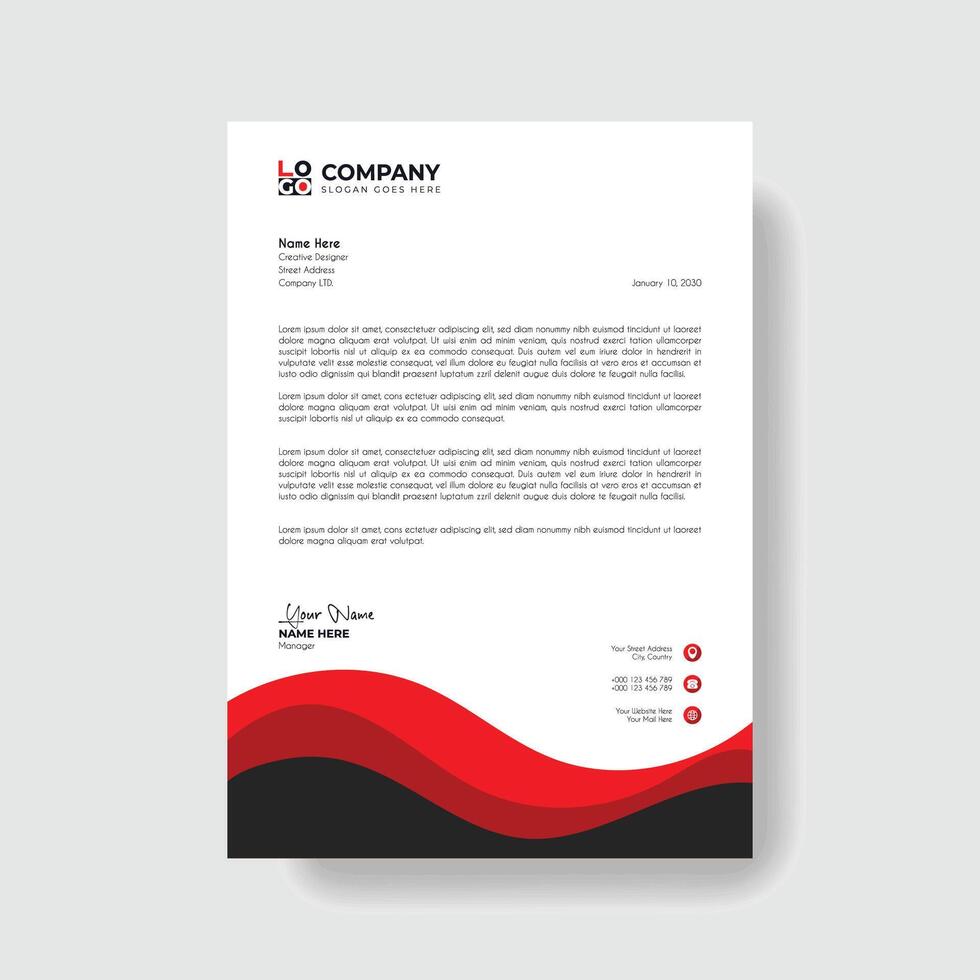 Professional And Creative Modern Corporate Business Letter Head Template. vector