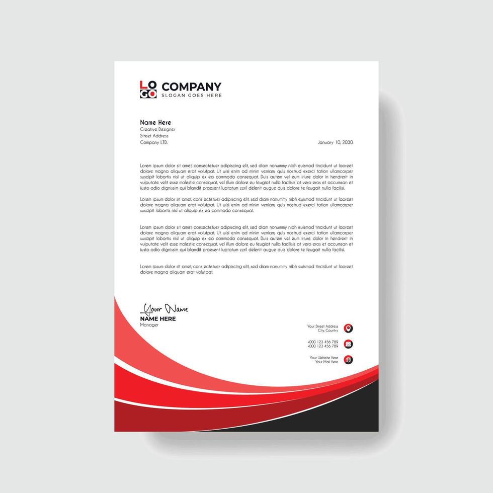 Professional And Creative Modern Corporate Business Letter Head Template. vector