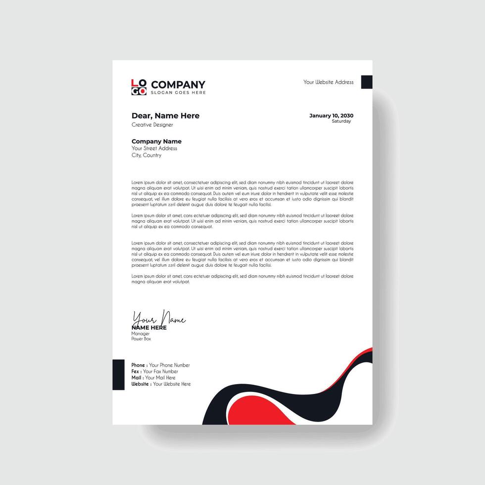 Professional And Creative Modern Corporate Business Letter Head Template. vector