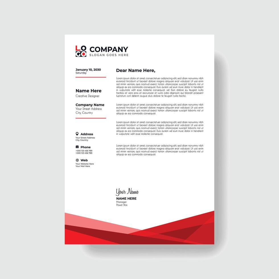 Professional And Creative Modern Corporate Business Letter Head Template. vector