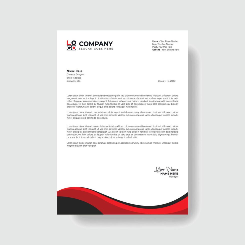 Professional And Creative Modern Corporate Business Letter Head Template. vector