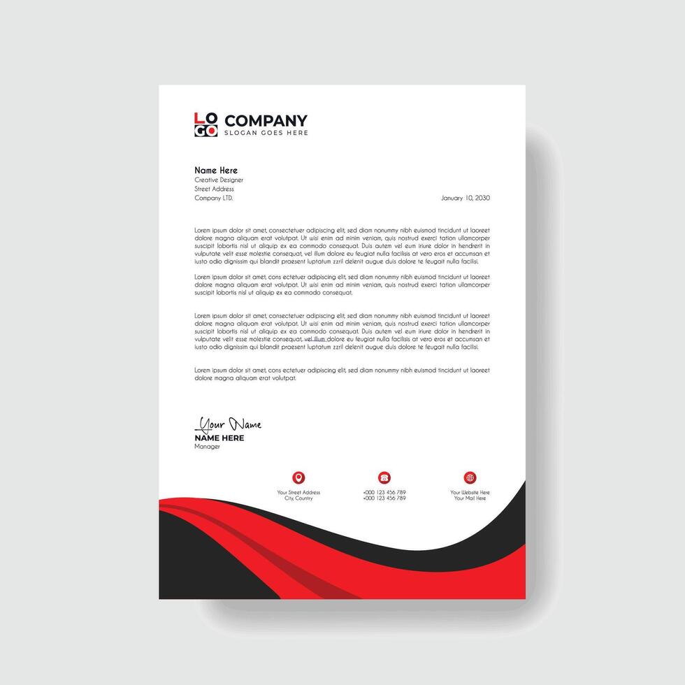 Professional And Creative Modern Corporate Business Letter Head Template. vector