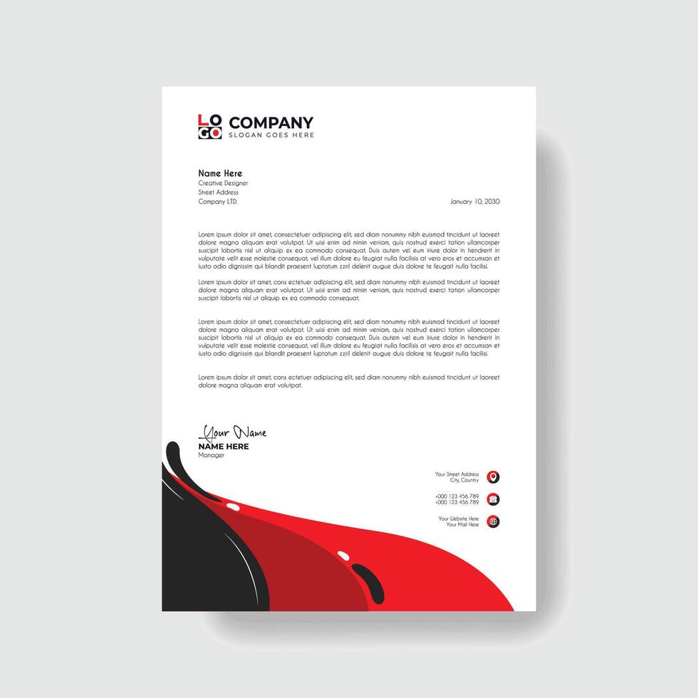 Professional And Creative Modern Corporate Business Letter Head Template. vector