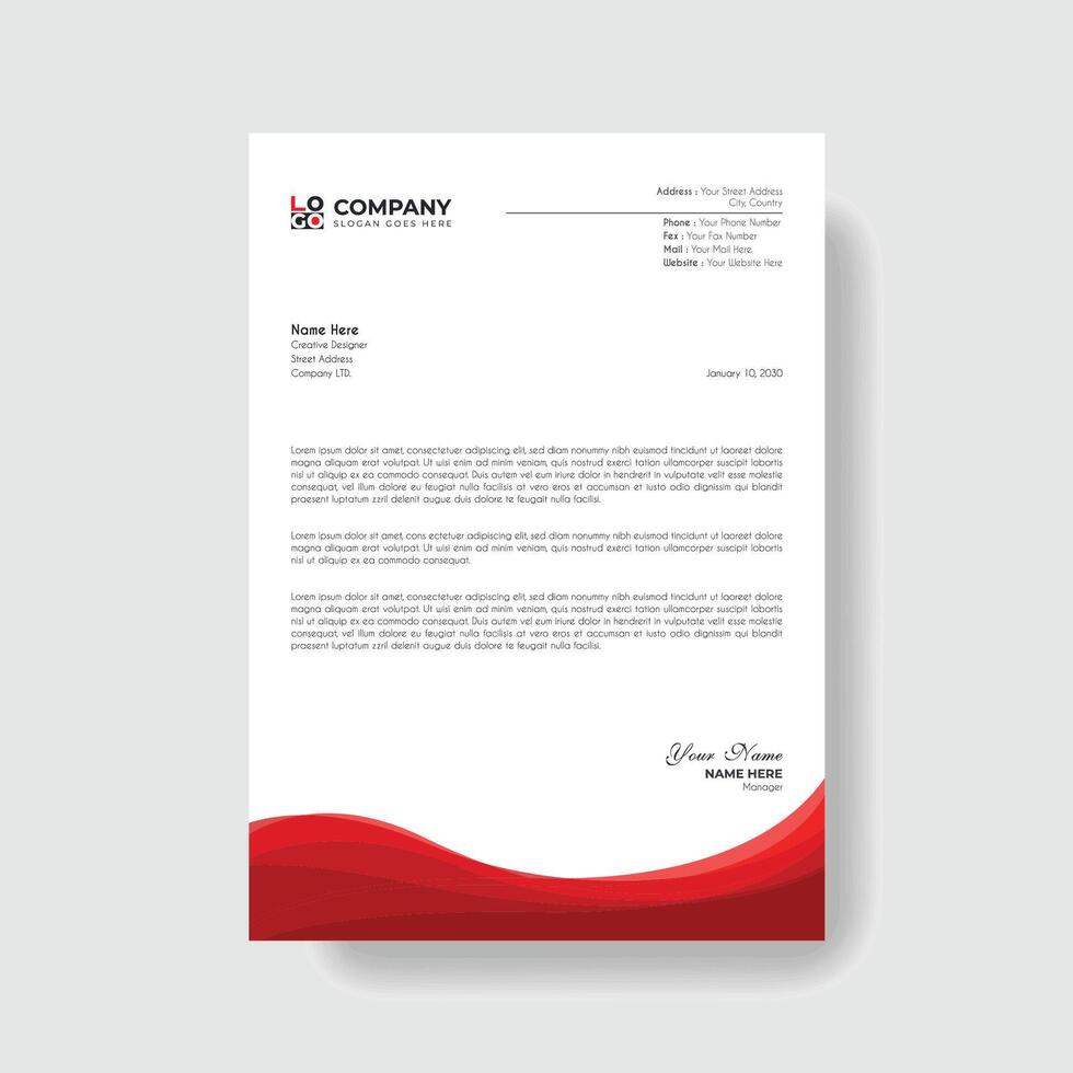 Professional And Creative Modern Corporate Business Letter Head Template. vector