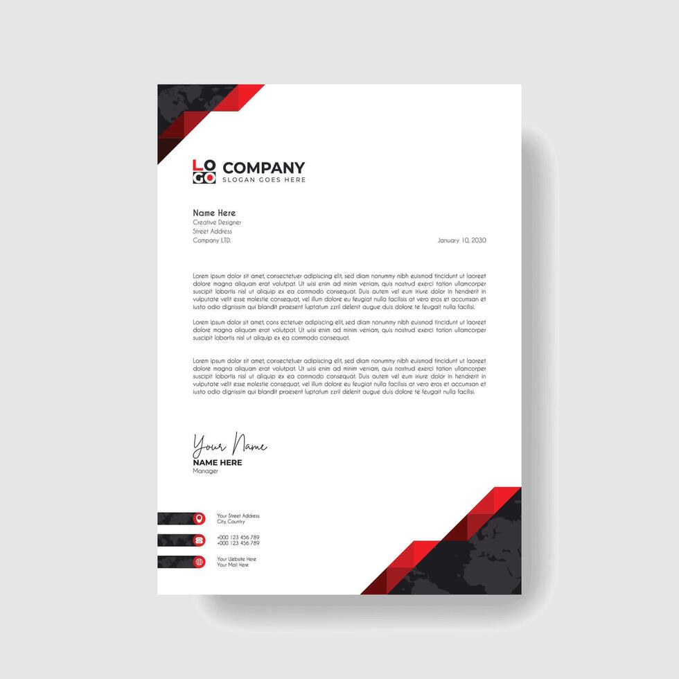 Professional And Creative Modern Corporate Business Letter Head Template. vector