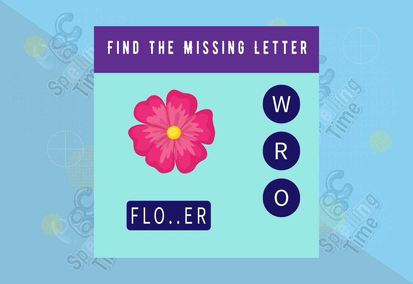 Write missing letter . spelling game for kids. worksheet for kids. free vactor vector