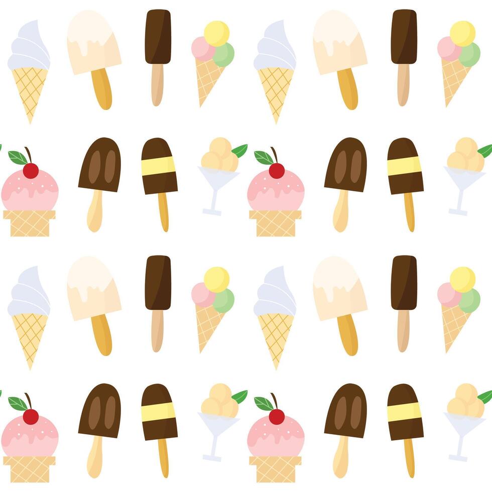 Cool ice cream pattern seamless. Bright design for textile, cake shops textures. vector