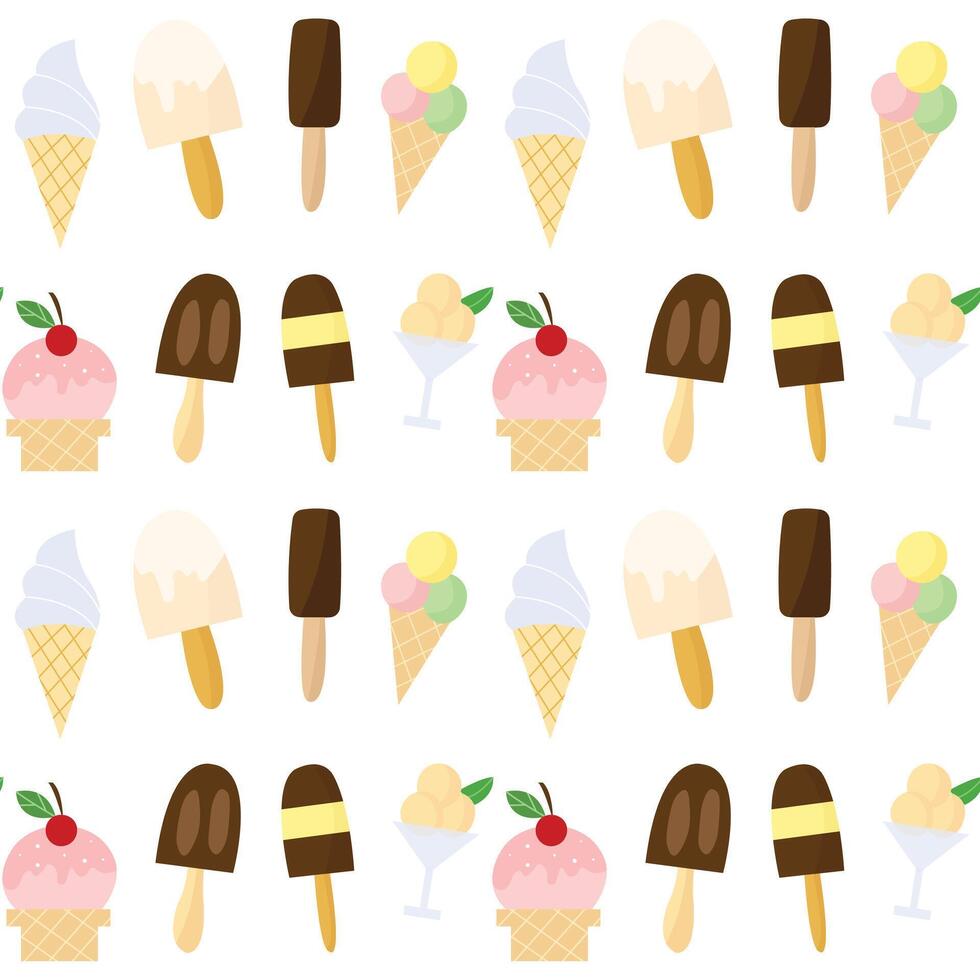 Cool ice cream pattern seamless. Bright design for textile, cake shops textures. vector