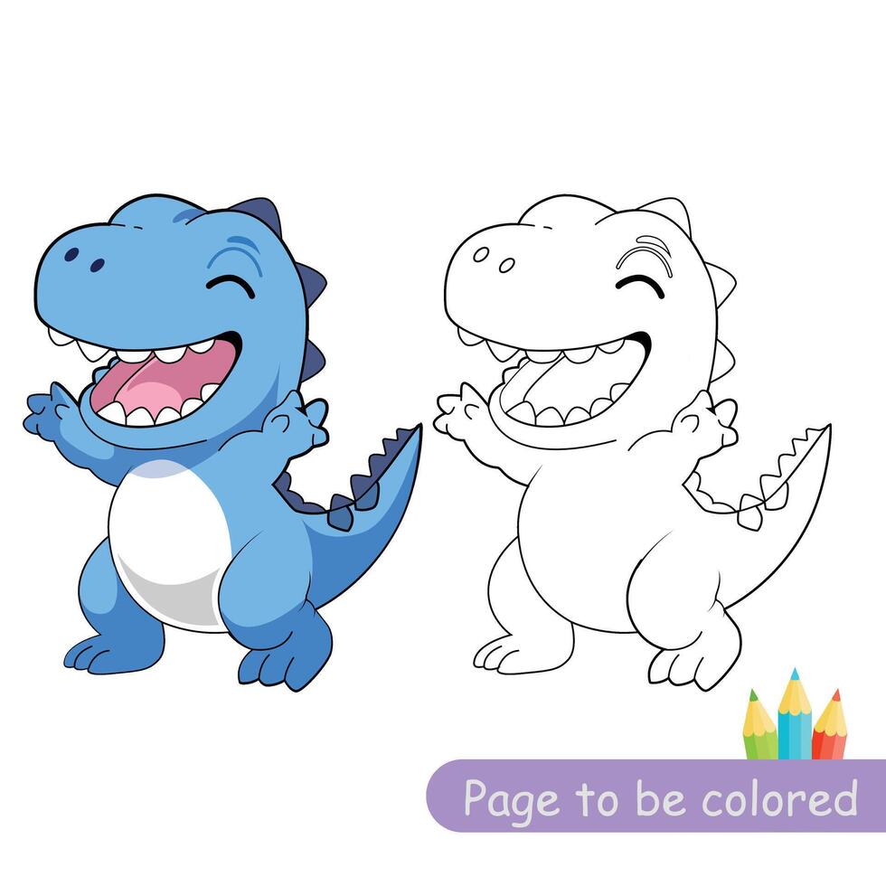 pequeño dinosaurio colorante página para niños libro. página a ser de colores vector