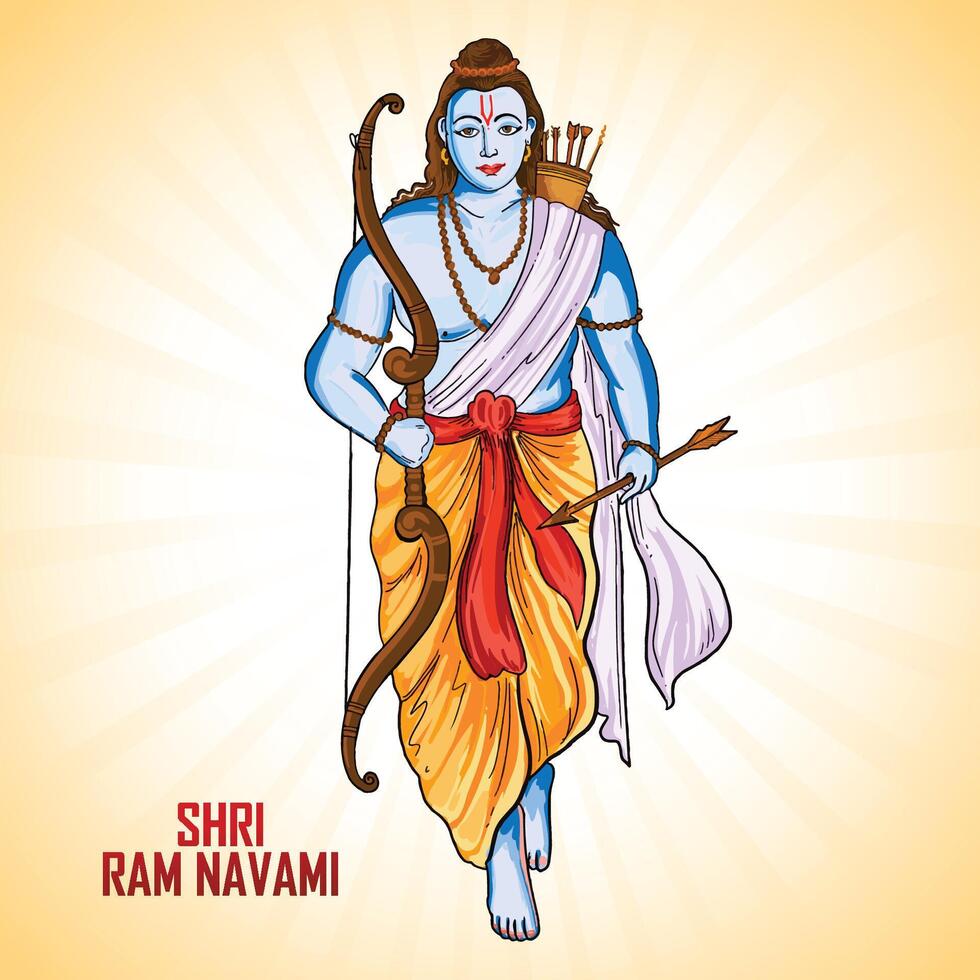 Shri ram navami festival celebration card background vector