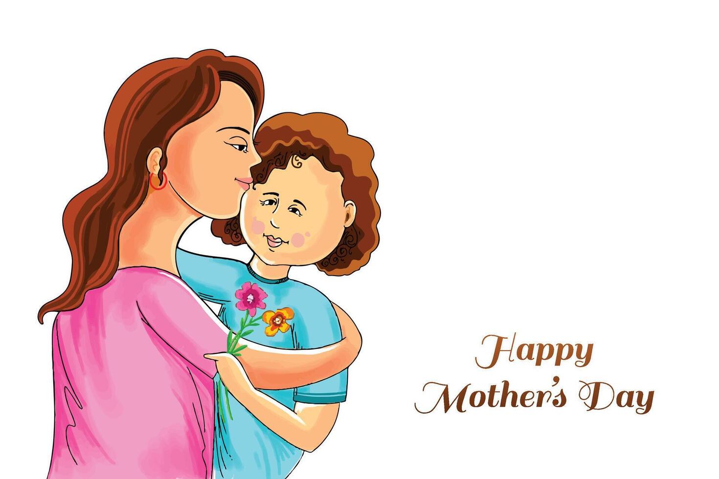 Beautiful mothers day for woman and child love card design vector