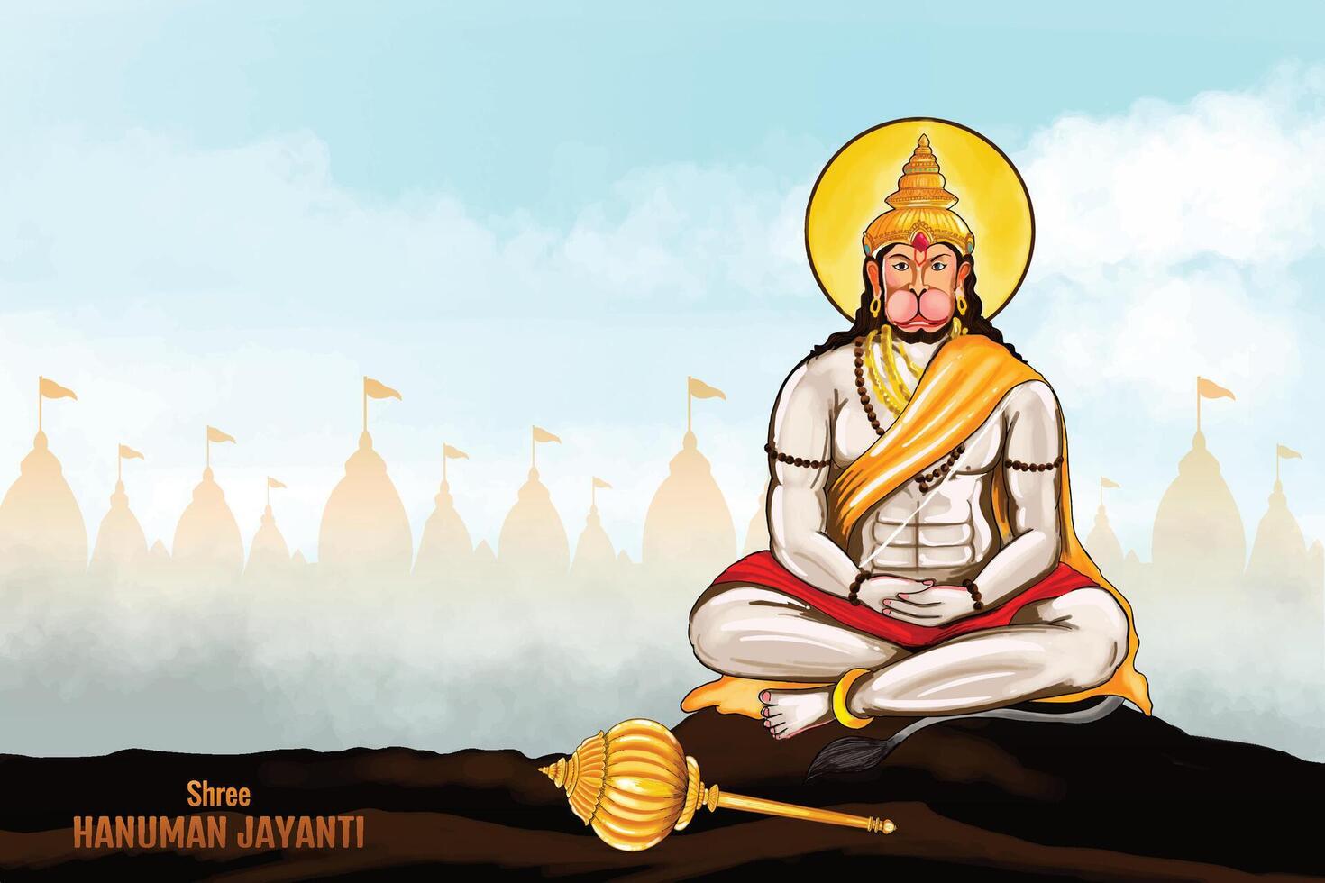 Hanuman Jayanti celebracion saludo tarjeta antecedentes vector