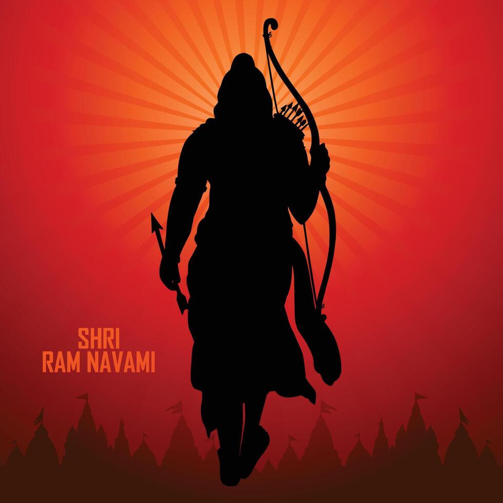 Shri ram navami celebration of indian festival card background vector