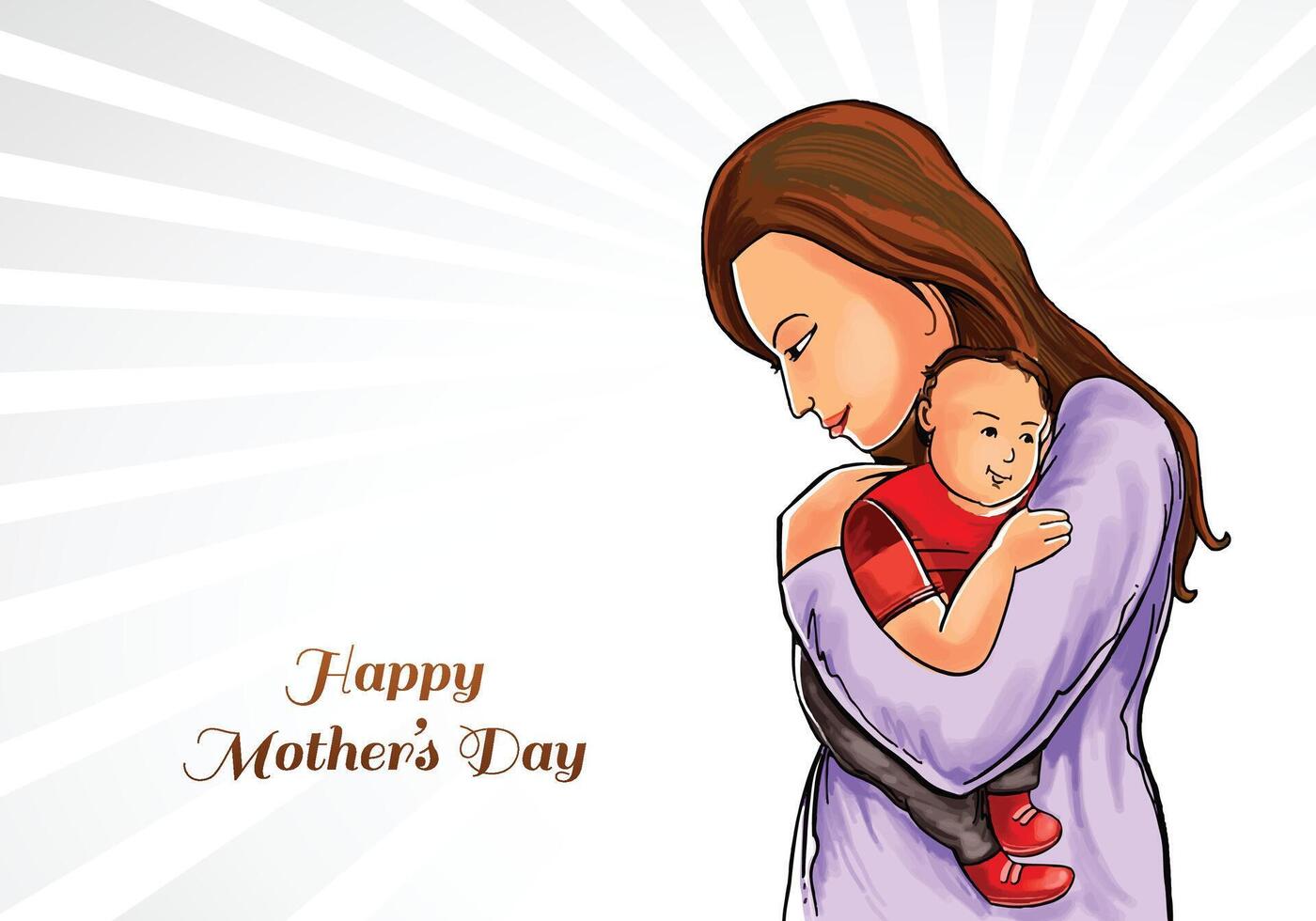 Happy mothers day for woman and child love card background vector