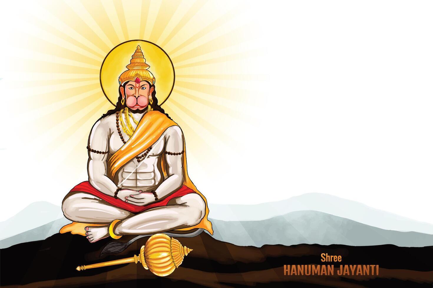 Hanuman Jayanti celebracion saludo tarjeta antecedentes vector