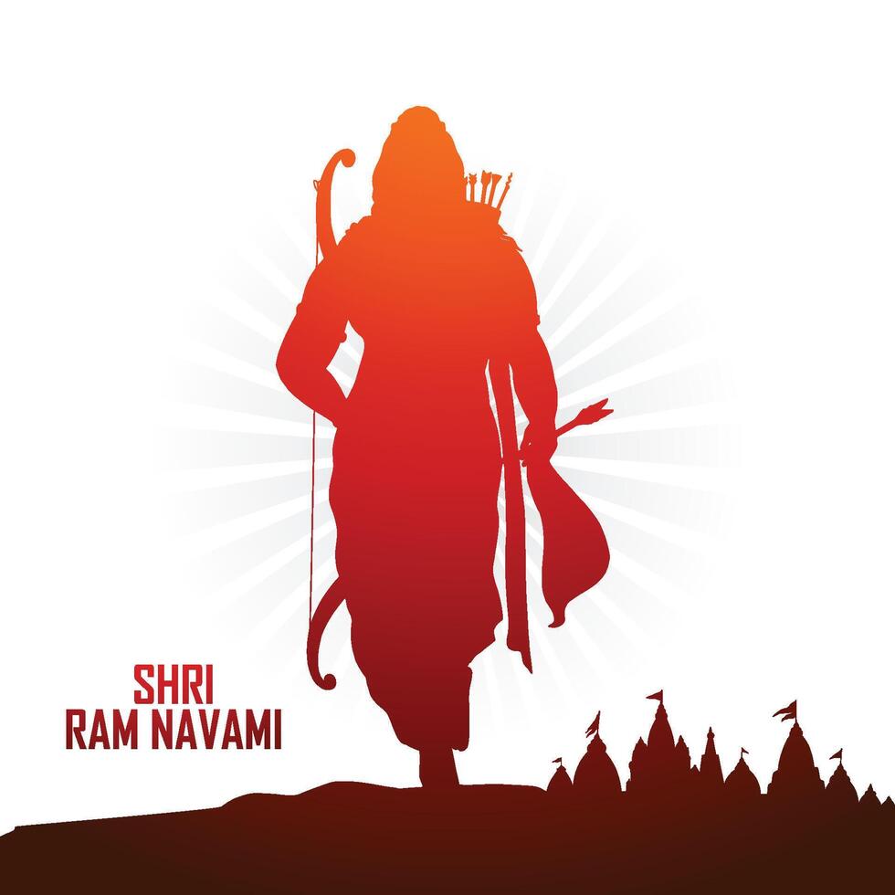 Shri ram navami celebration of indian festival card background vector