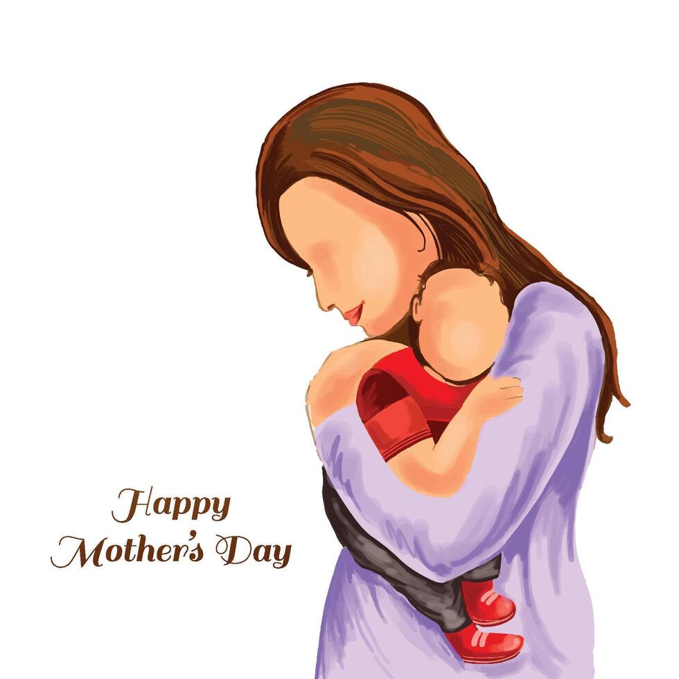 hermosa madres día para mujer y niño amor tarjeta diseño vector