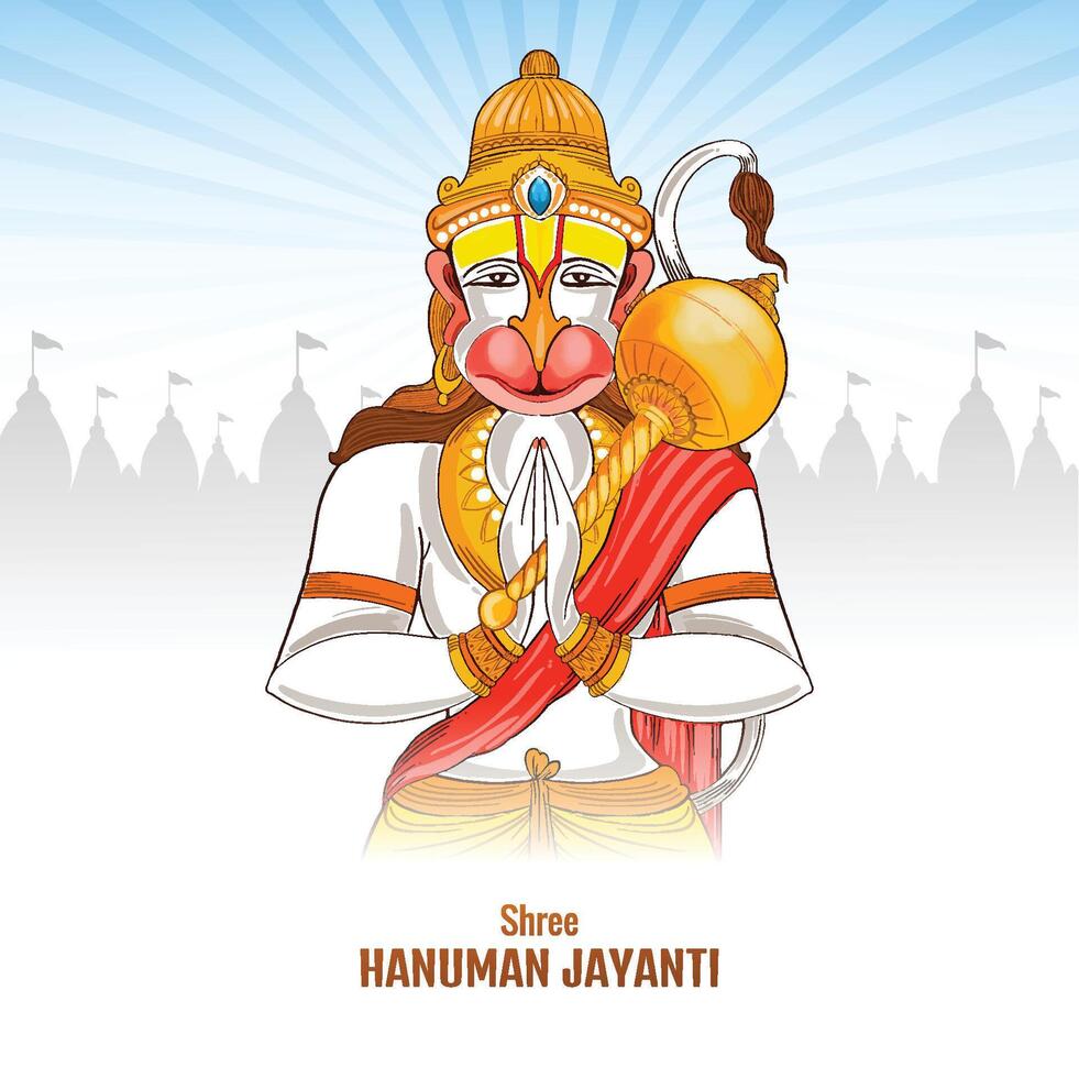 Hanuman Jayanti celebracion saludo tarjeta antecedentes vector