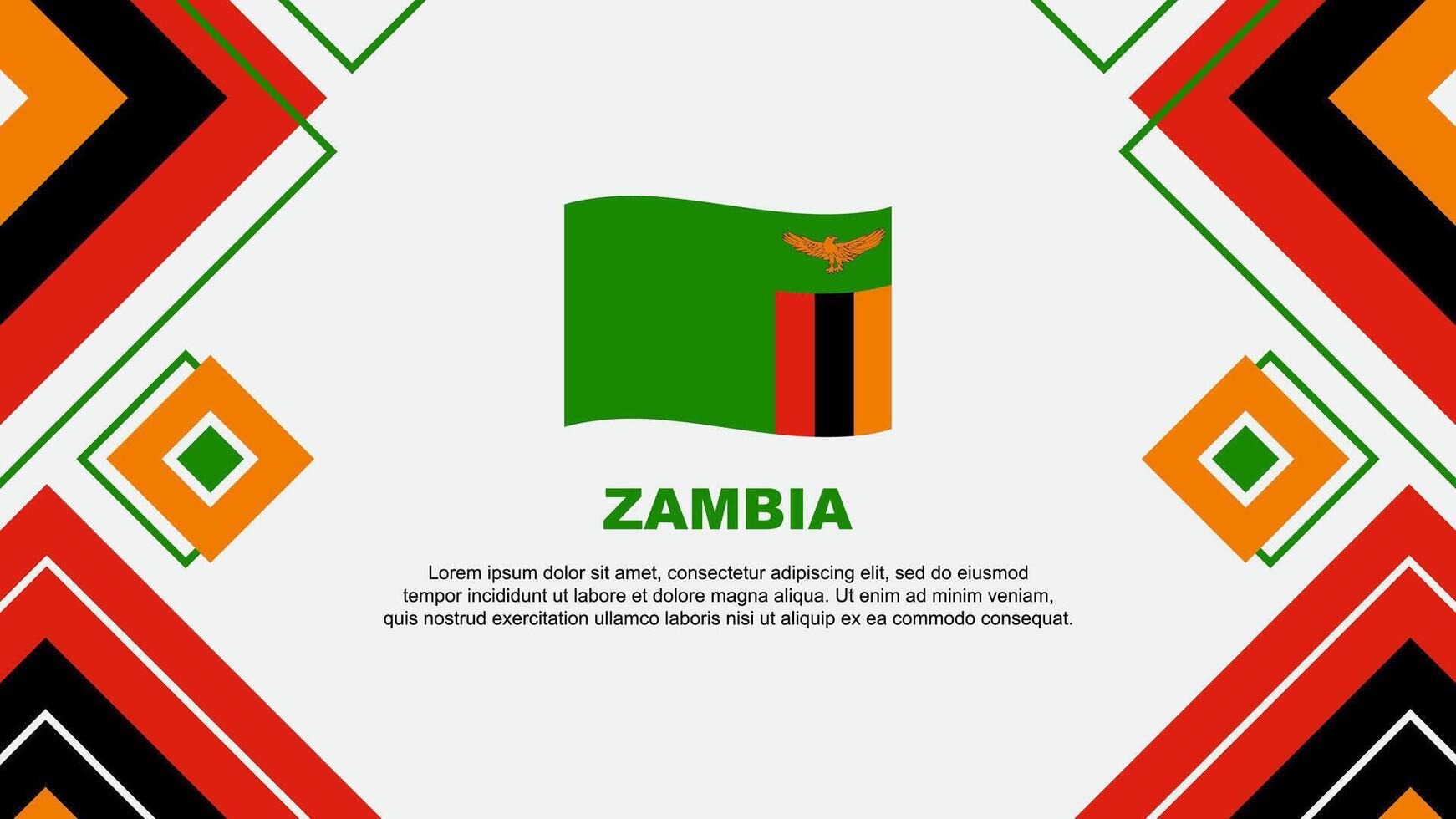 Zambia Flag Abstract Background Design Template. Zambia Independence Day Banner Wallpaper Vector Illustration. Zambia Background