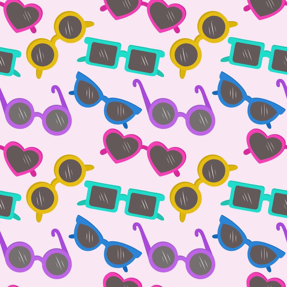 Vector seamless pattern with sunglasses.Fashionable background in a minimalist style. Marine and summer illustration.