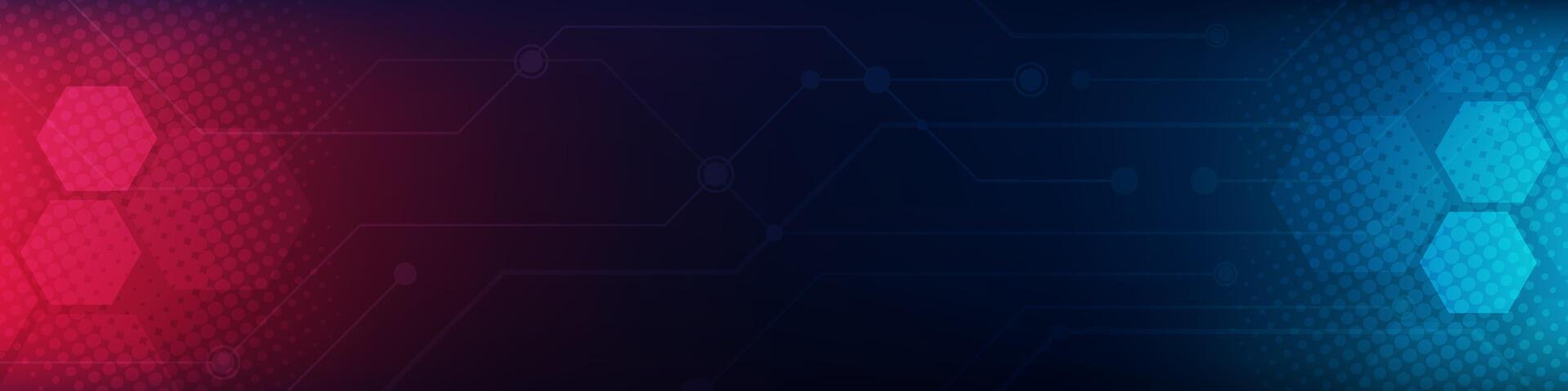 Red Blue Digital technology banner. Futuristic banner for various design projects such as websites, presentations, print materials, social media posts vector