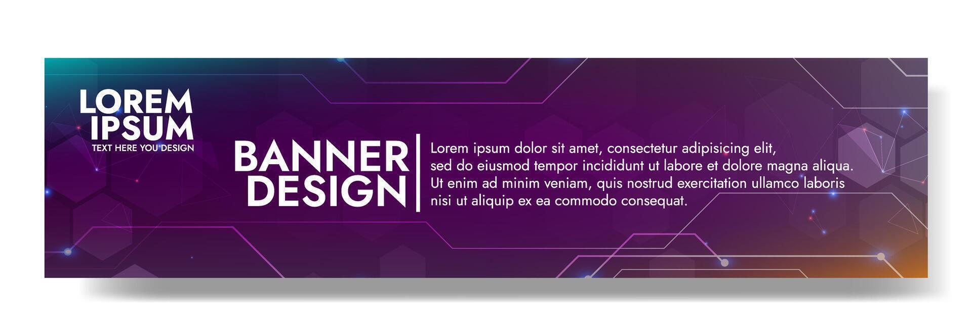 Gradient Digital technology banner. Futuristic banner for various design projects such as websites, presentations, print materials, social media posts vector