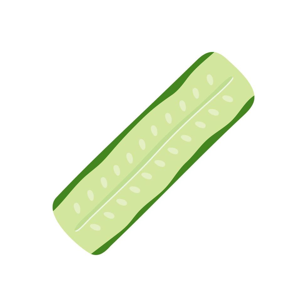 Ripe cucumber slice food vector illustration